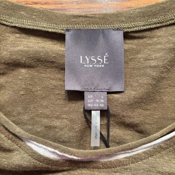 Lysse Jungle Khaki Classic Tee Short Sleeve Women's Size L 95% Linen NWT - Picture 3 of 12